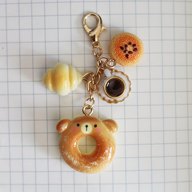 Charming Handmade Bear & Donut Keychain