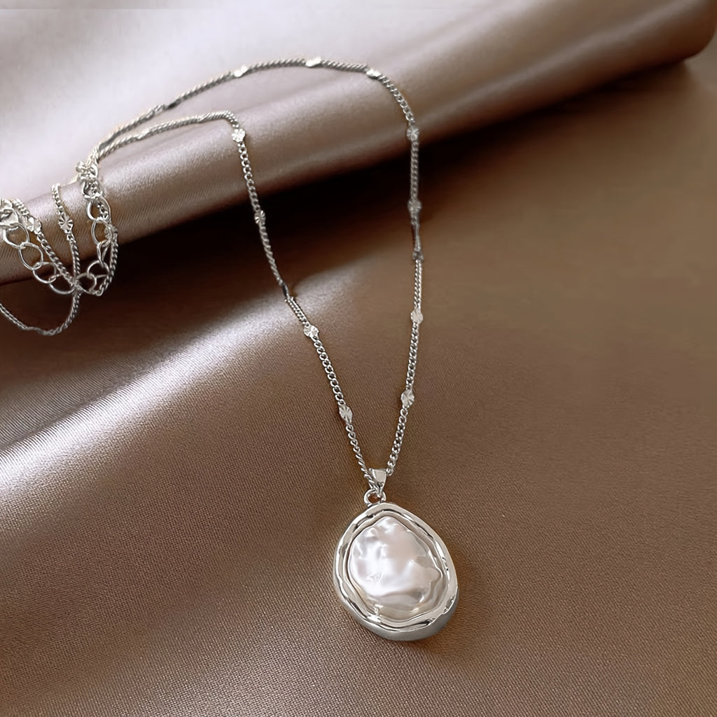 Copper Imitation Pearl Pendant Necklace