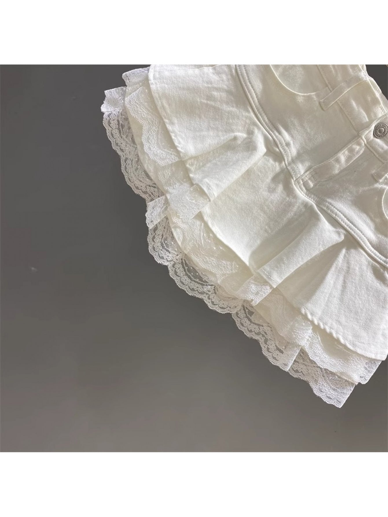Lace Ruffle Trim Mini Skirt
