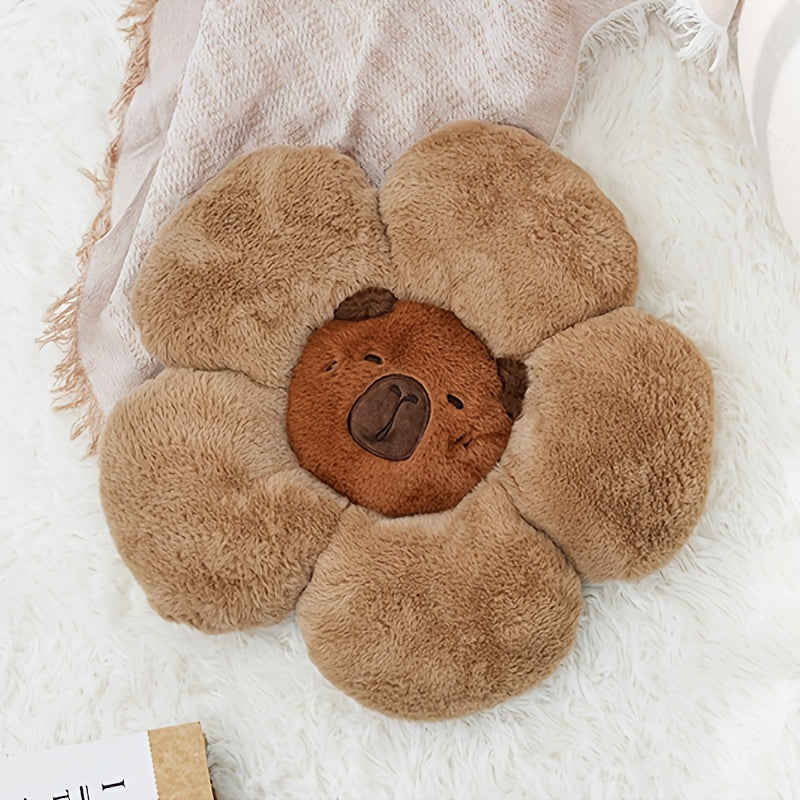 Flower Capybara Throw Pillow