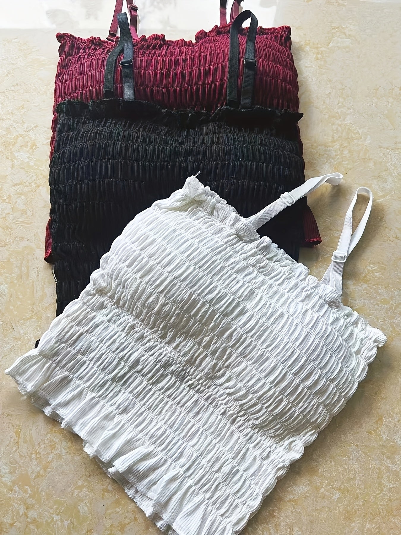 {3pcs} Women's Ruffled Lace Cami Tops