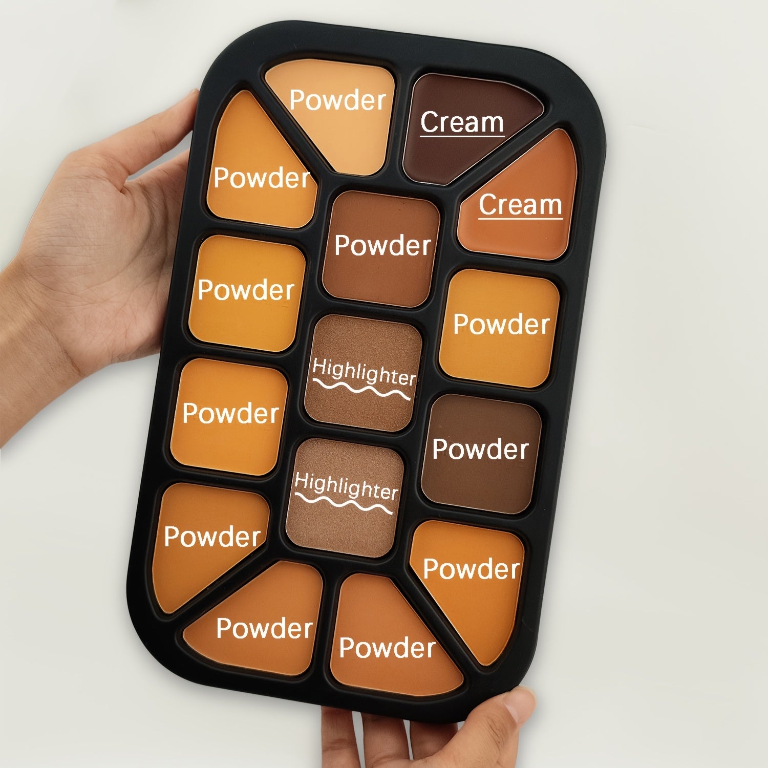 15-Color Contour Makeup Palette with 11 Shades Powder, 2 Shades Highlighter & 2 Shades Concealer Cream - Matte Waterproof 3-in-1 Foundation Palette for All Light Beige Types, Medium Coverage, Soft Powder Formula