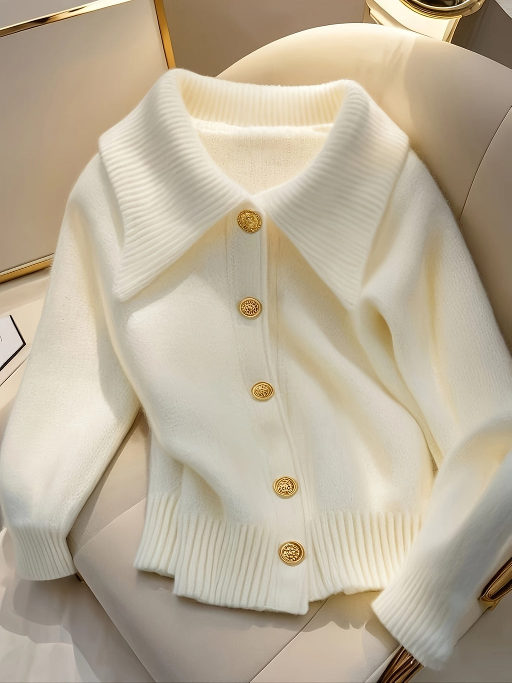 Women's Trendy Elegant and Stylish White Cardigan Sweater for Autumn/Winter, Machine Washable Hand Washable