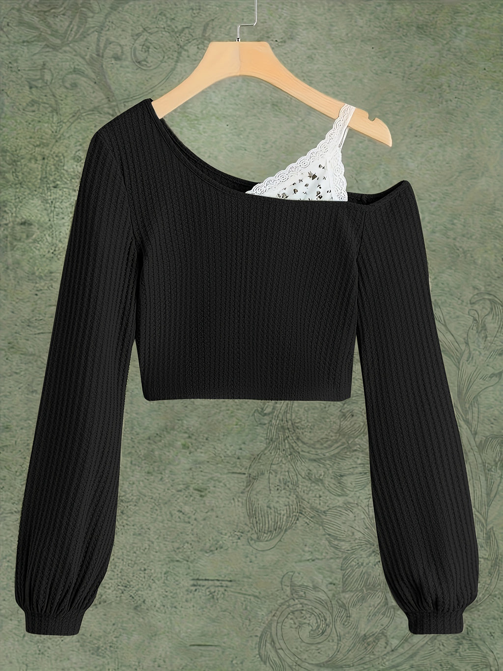 Lace Trim Off-Shoulder T-Shirt