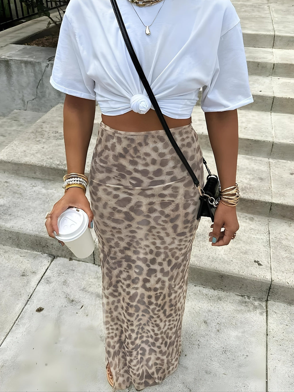 Mesh Leopard Print Skirt