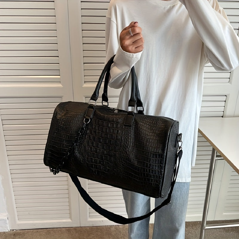 Large Capacity Crocodile Embossed Sports Bag