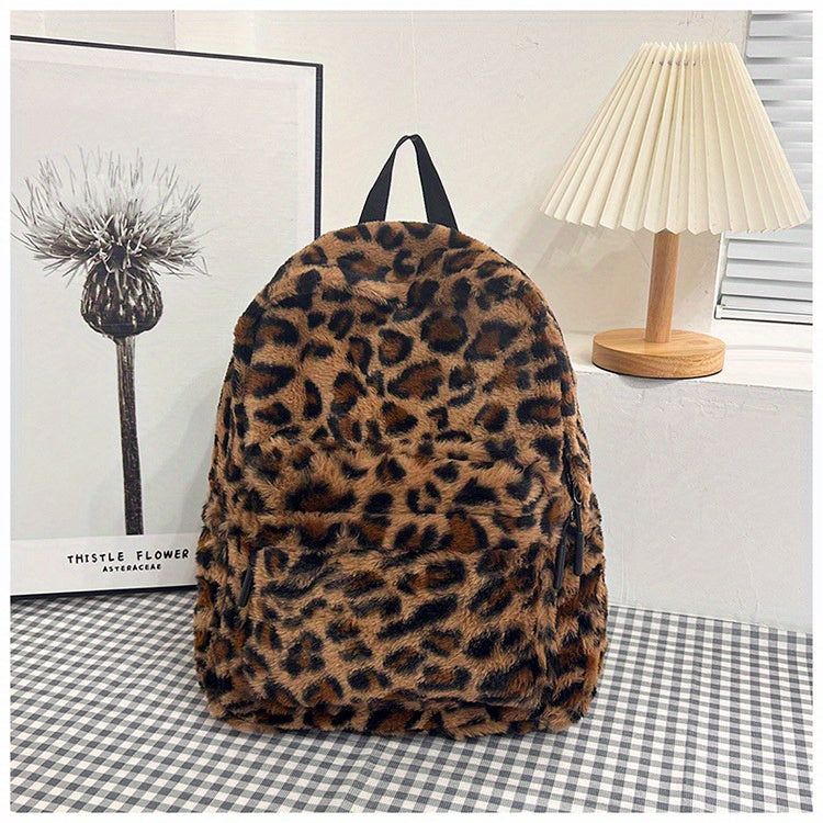 Leopard Fleece Backpack