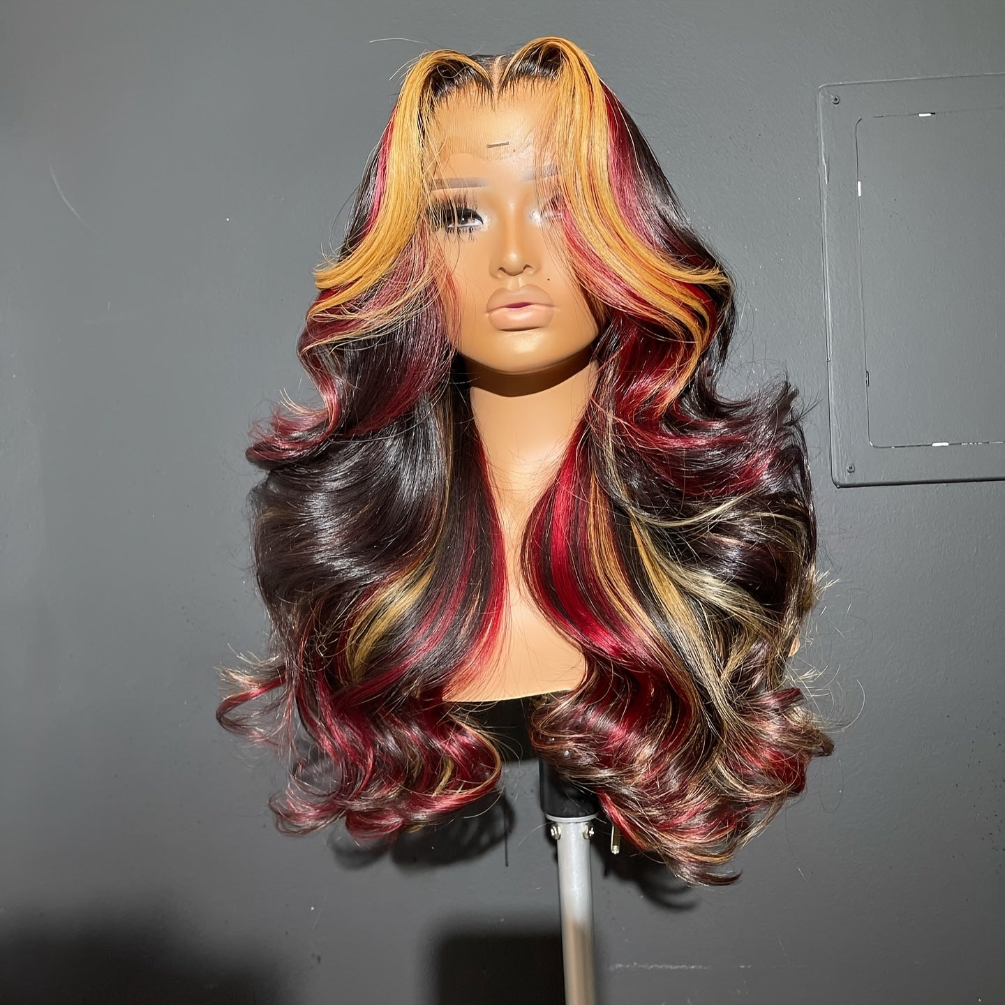 13x4 HD Lace Front Wig with Blonde & Red Highlight