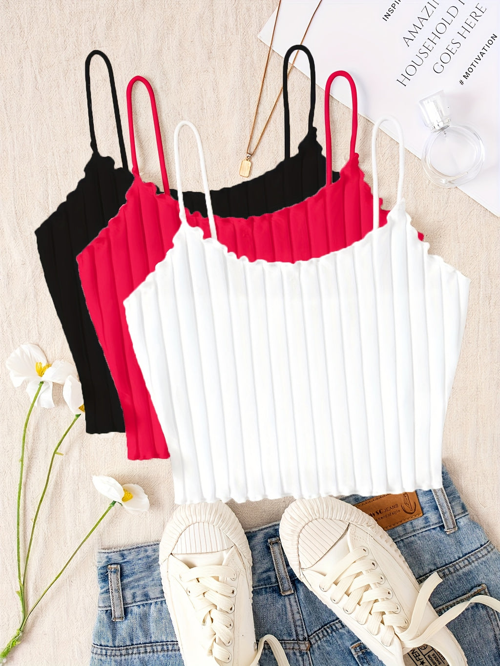 Womens Summer Clothing Bras for Women - Set of Three Spaghetti Strap Slingback - Elegant Viscose Smooth Fabric