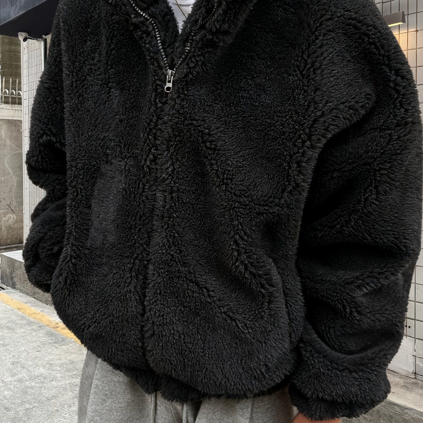 Jacket with Stand Collar & Full-Zip Front