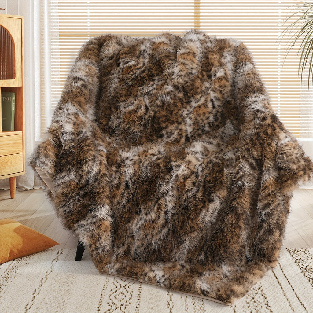 Faux Fur Leopard Print Blanket