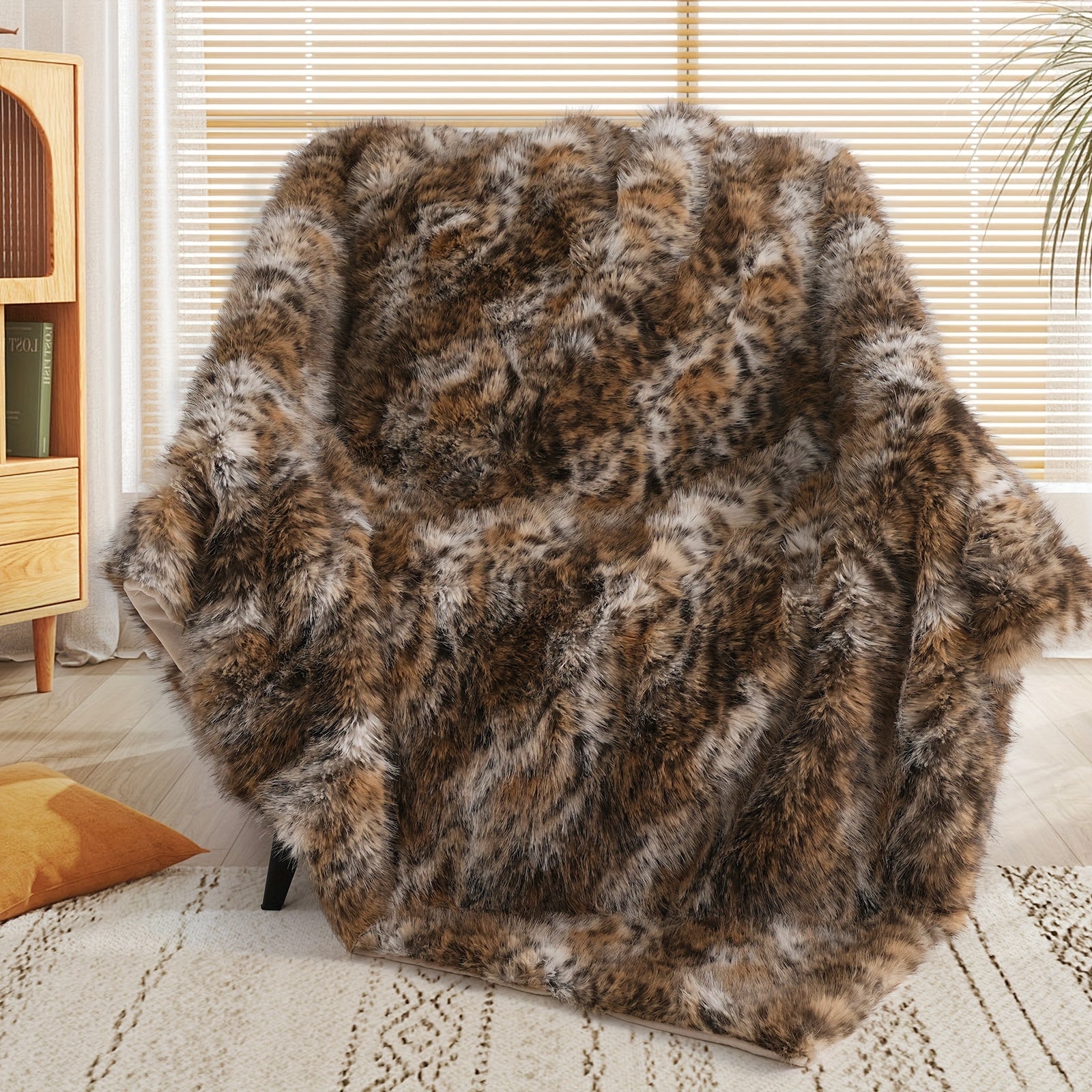 Faux Fur Leopard Print Blanket