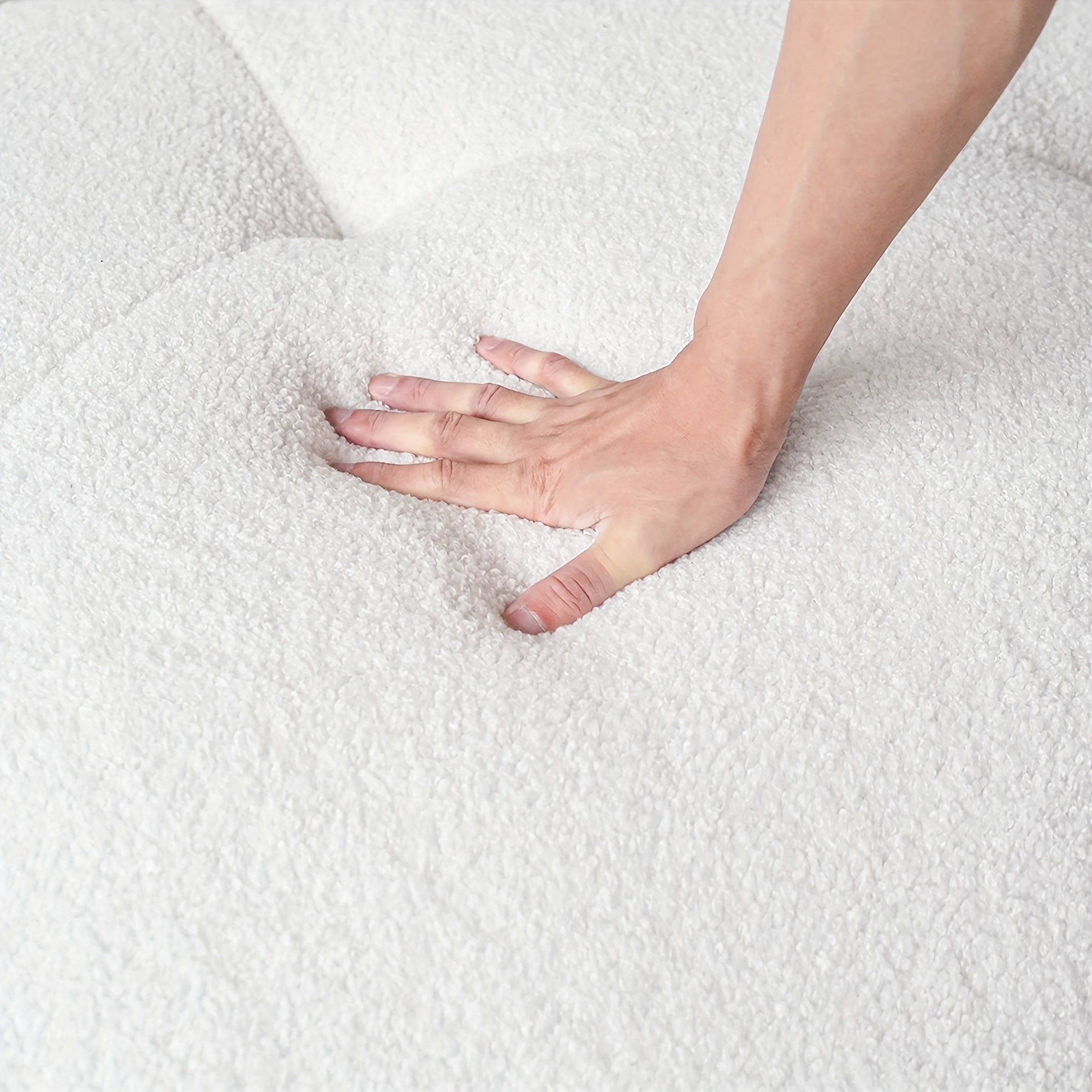 Modern Cloud-Shaped Sofa Bed-Like Couch - Black Sherpa Upholstery & Sponge-Filled, No Assembly Required, Space-Saving L-Shaped/ U-Shaped Sectional for Small Spaces, Apartments, Room - -Slip - Design (Engineered Wood