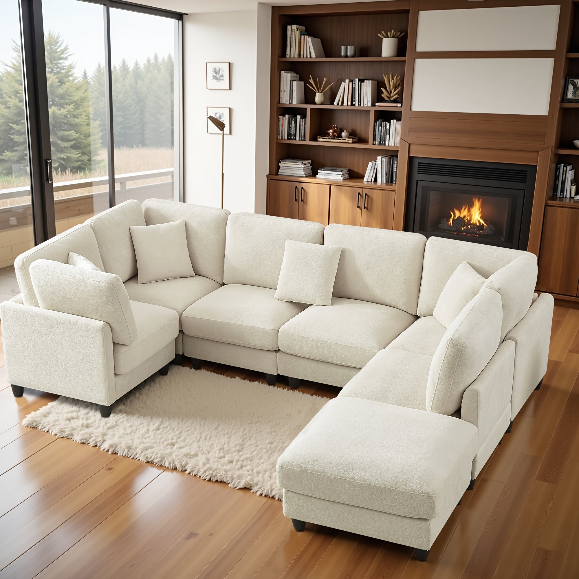 Seven-seater Modular Split Combination Sofa With 3 Small Pillows