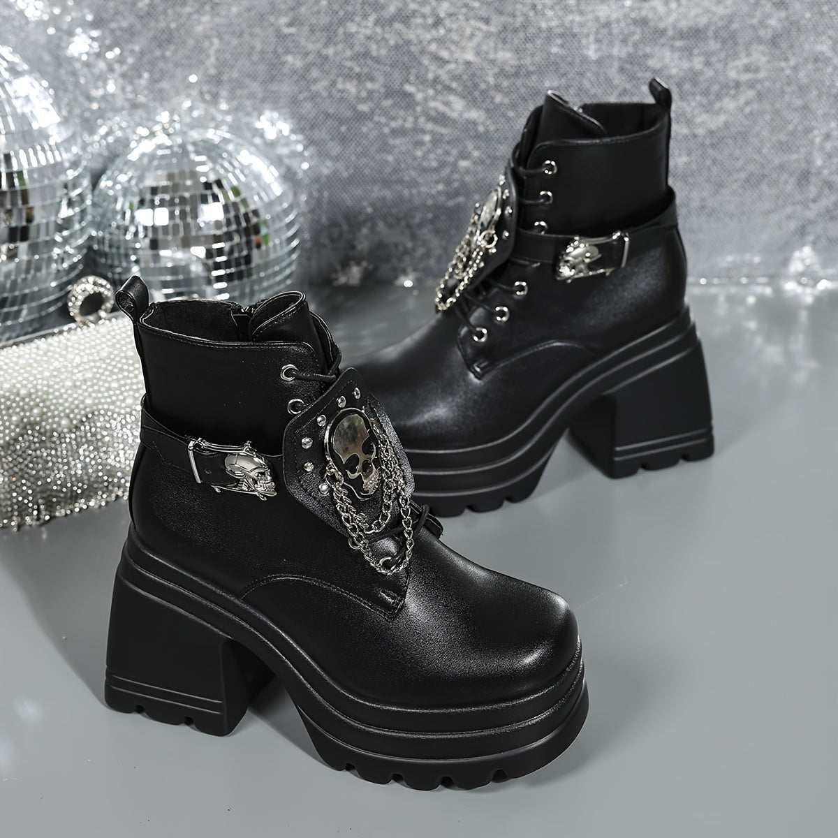 Skull Platform Gothic Boots