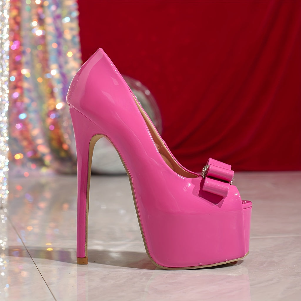 Rose Red Low Mouth High Heels