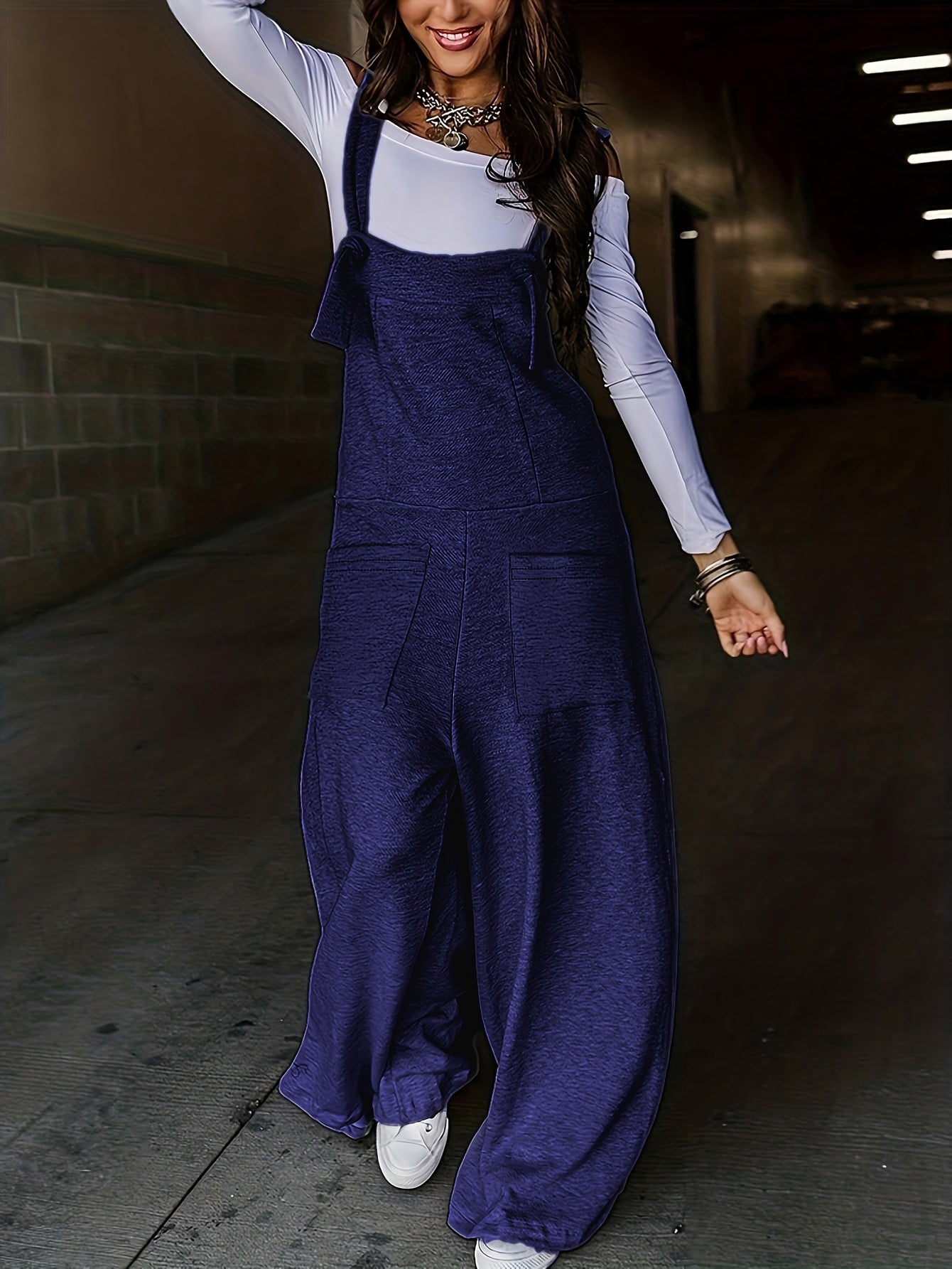 Solid Color Slingback Jumpsuit with Pocket