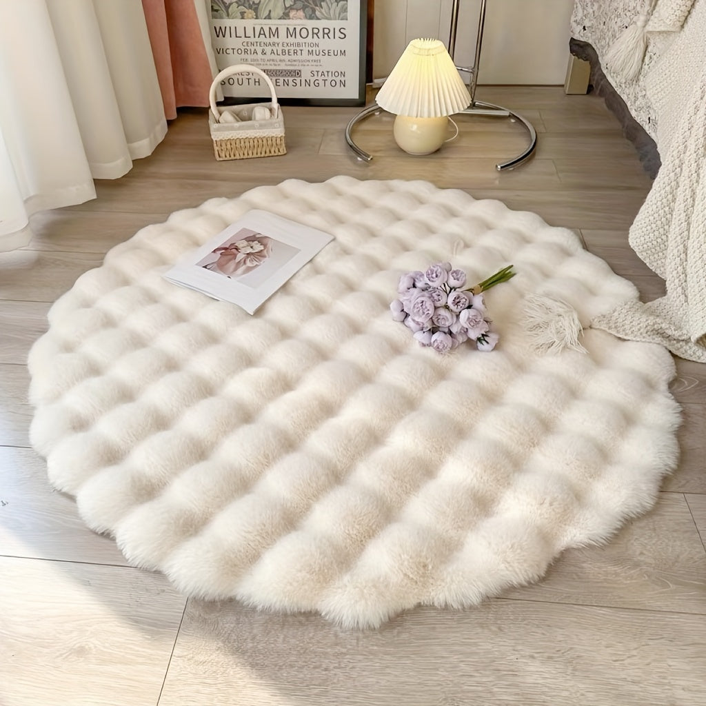 Round Bubble Fleece Rug