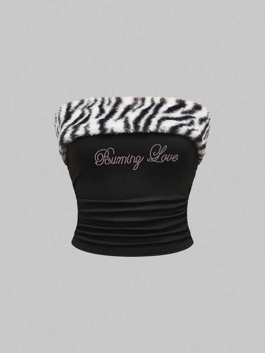 "Burning Love" Tiger Fur & Rhinestone Tube Top