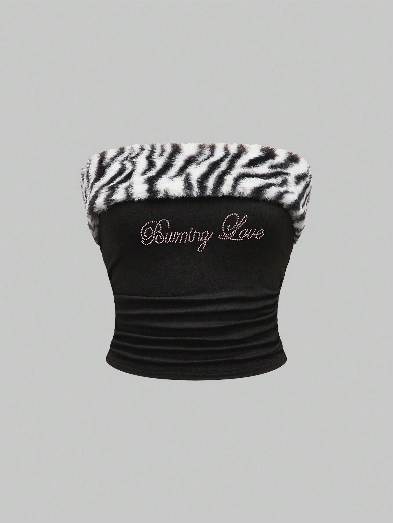 "Burning Love" Tiger Fur & Rhinestone Tube Top