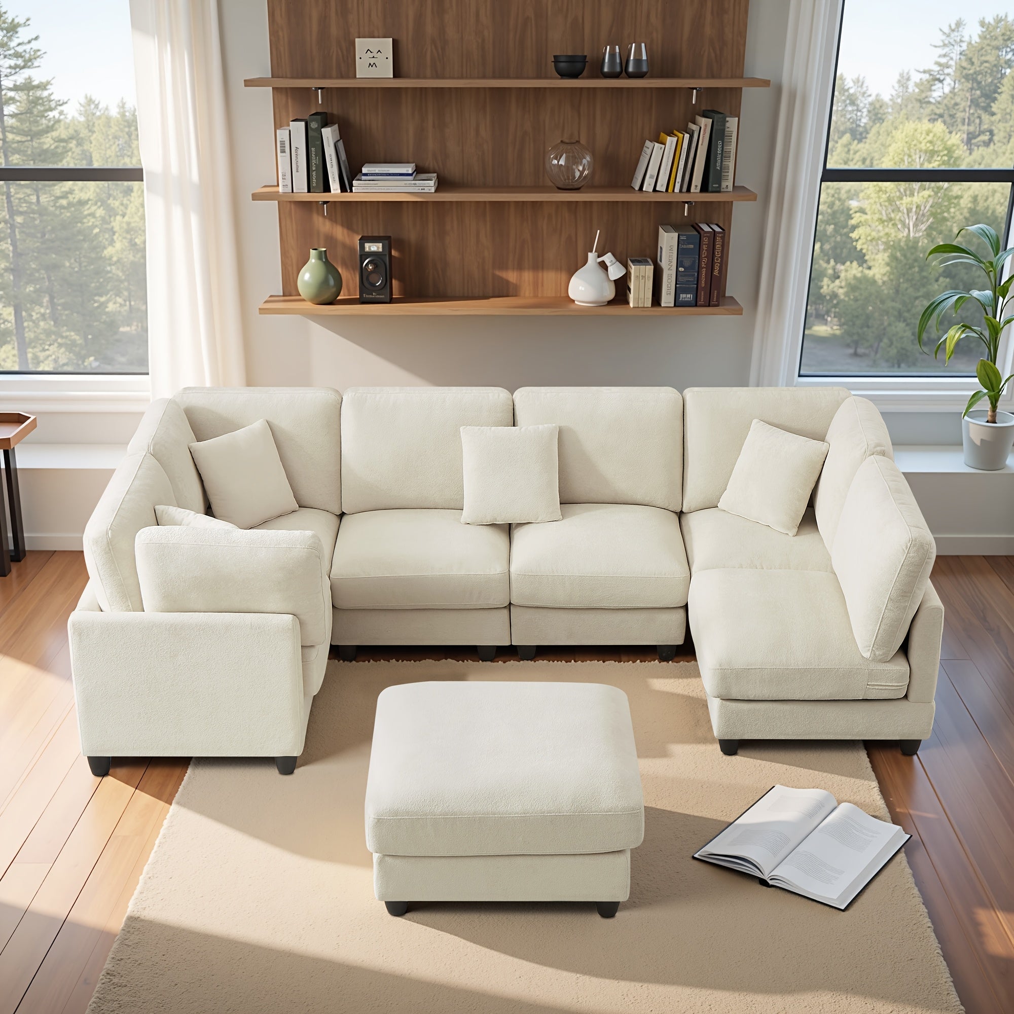 Seven-seater Modular Split Combination Sofa With 3 Small Pillows