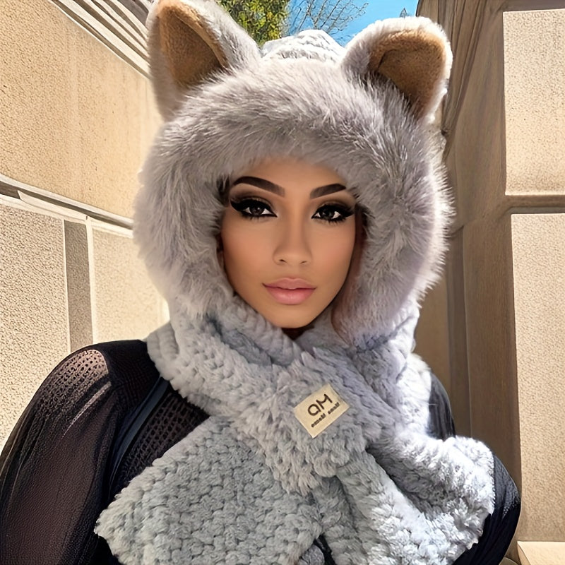 Winter Cat Ears & Paws Hat