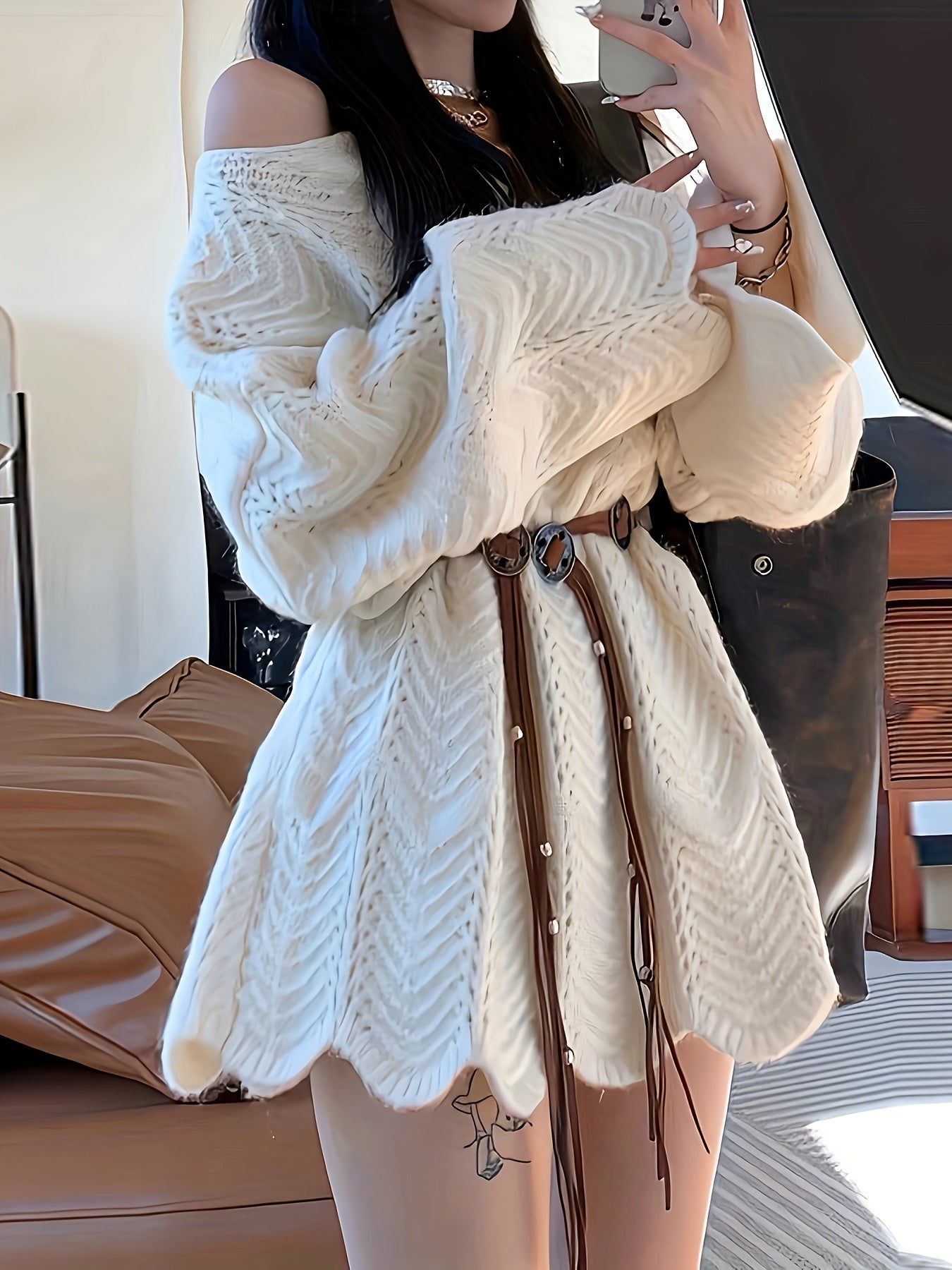 Off-Shoulder/One-Shoulder Lace Kimono Jacket