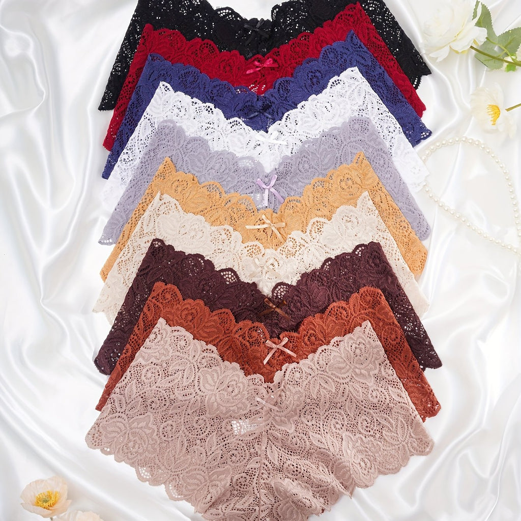 {10 Pack} Full-Coverage Lace Underwear