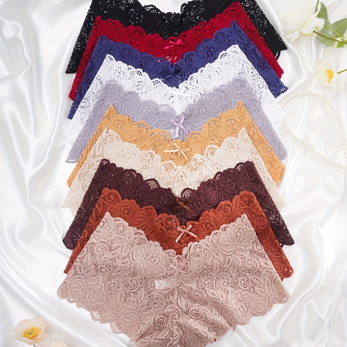 {10 Pack} Full-Coverage Lace Underwear