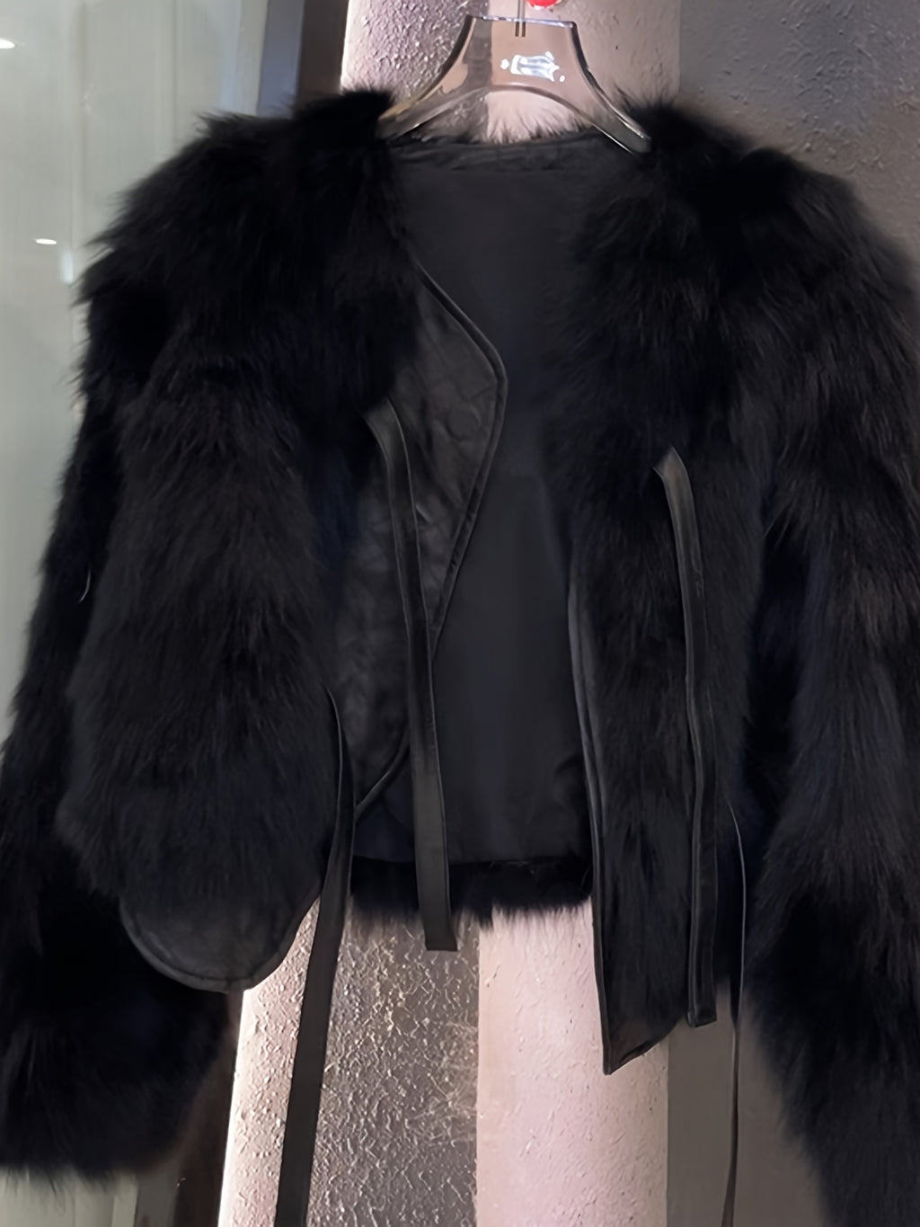 Elegant Fur-like Exterior, H-Silhouette Short Jacket