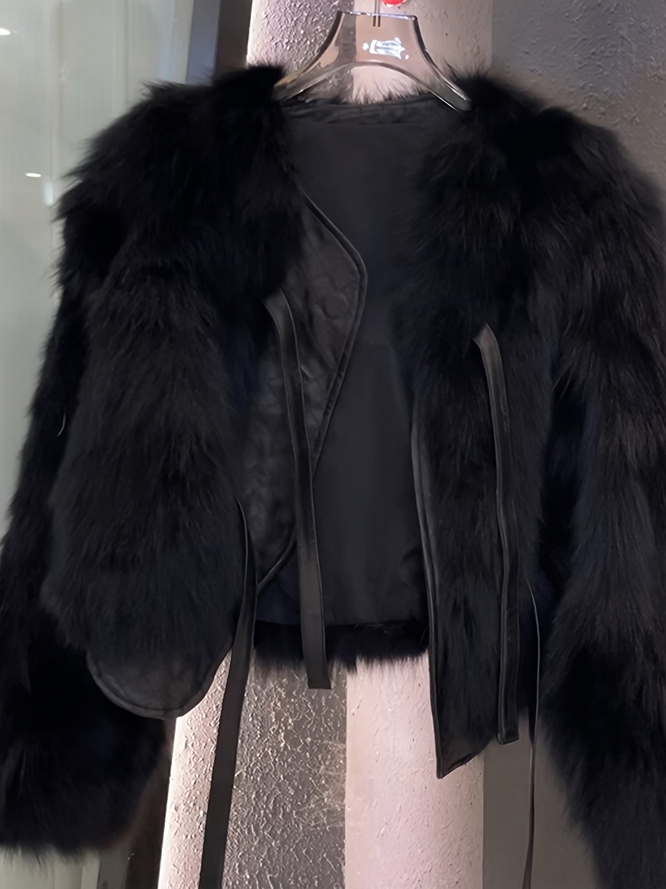 Elegant Fur-like Exterior, H-Silhouette Short Jacket