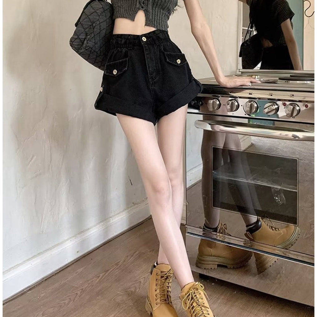 Rolled Hem Denim Shorts