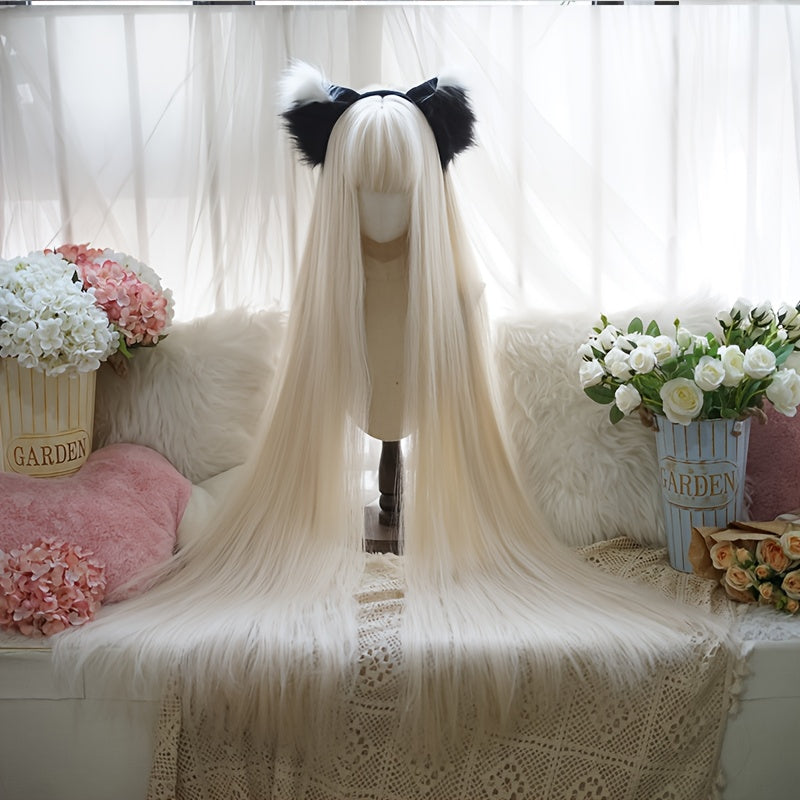 48-Inch Long Straight Wig with Bangs