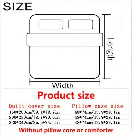 {3pcs} Duvet Cover and Pillowcase Set