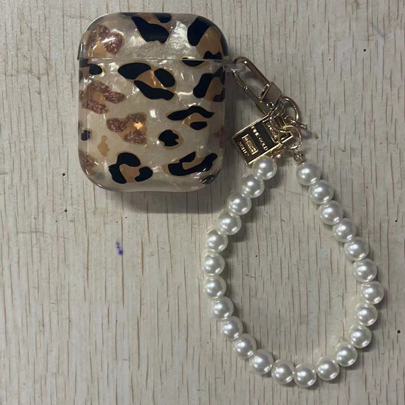 Leopard Print Earphone Sleeve with Hanging Chain - Perfect for Airpod1/2!