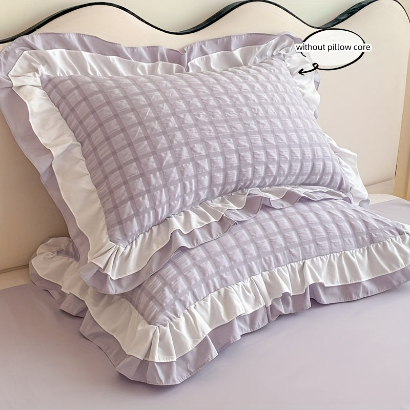 Double-Layer Lace Duvet Cover and Pillowcase Set