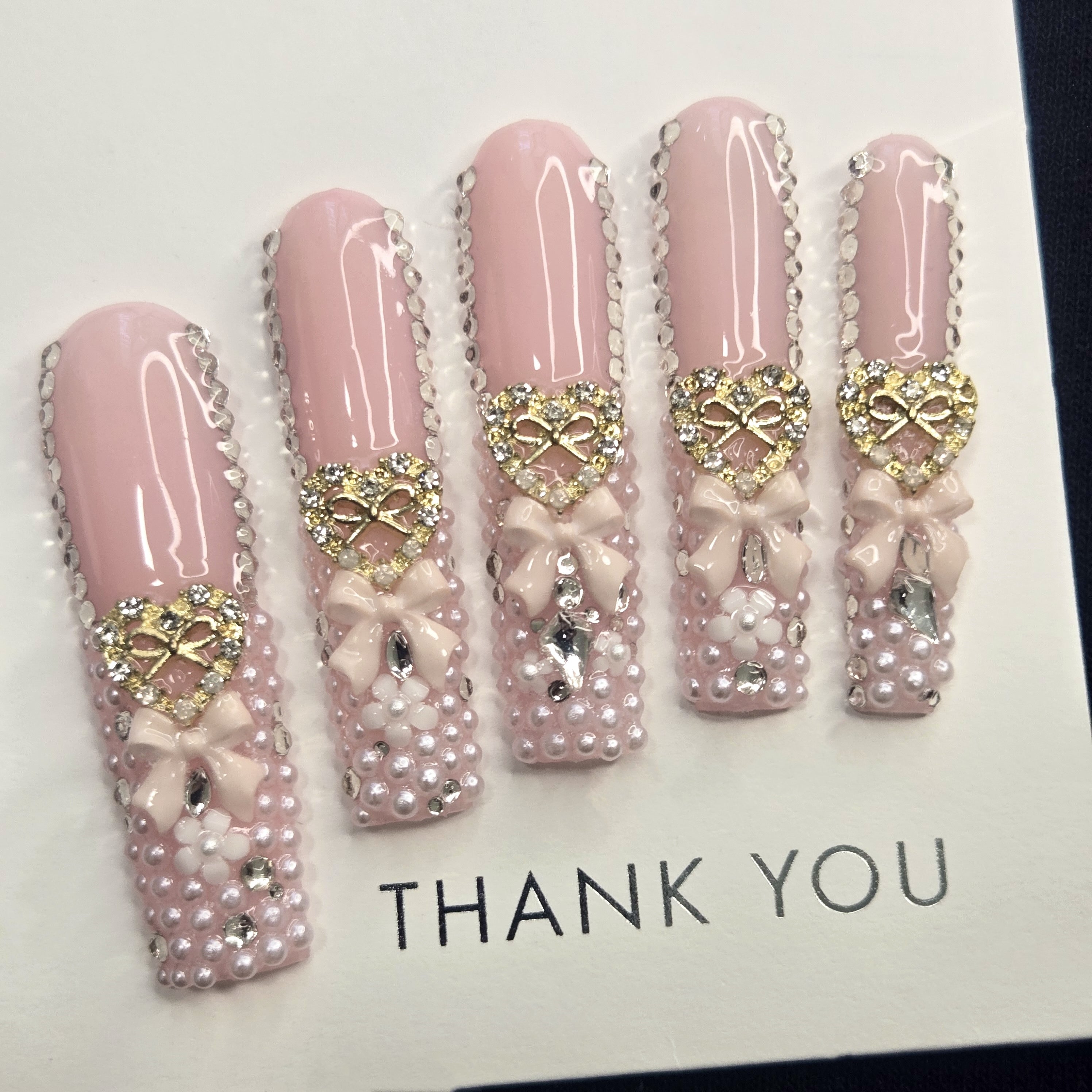 Gold Rhinestone Butterfly Press-On Nails