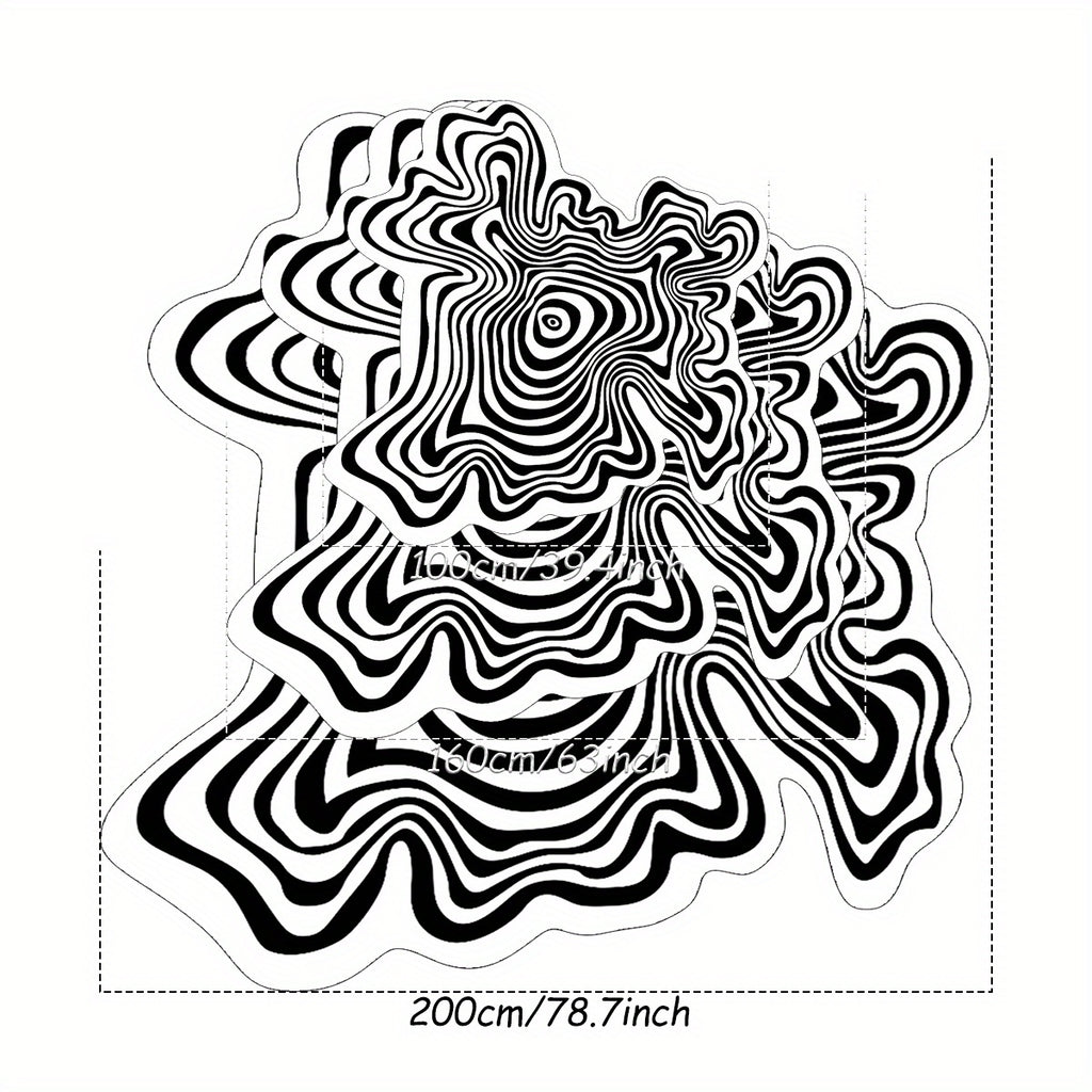 Abstract Black and White Striped Area Mat