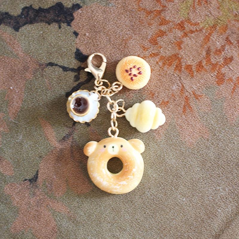 Charming Handmade Bear & Donut Keychain