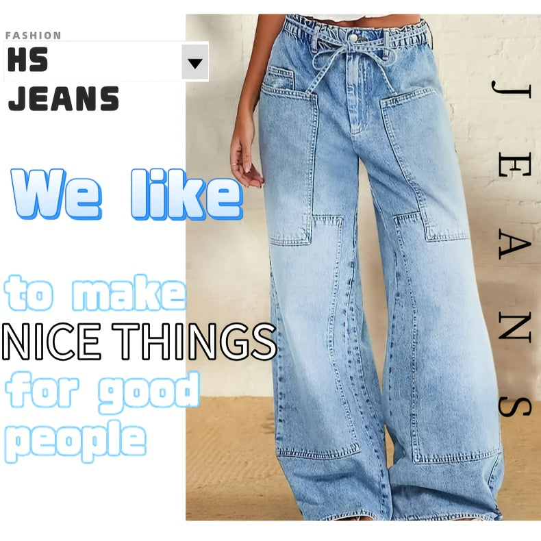 Non-Stretch Semi-Elastic Waist Pants