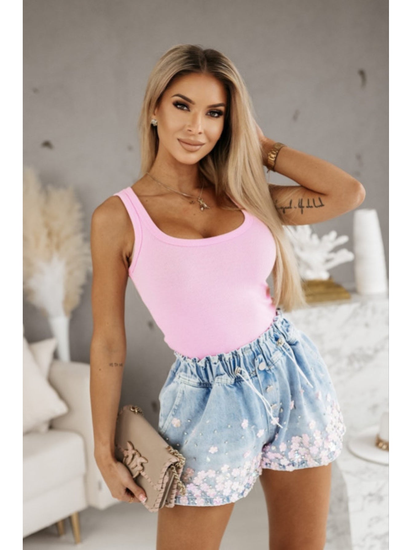 Handmade Studded Denim Shorts