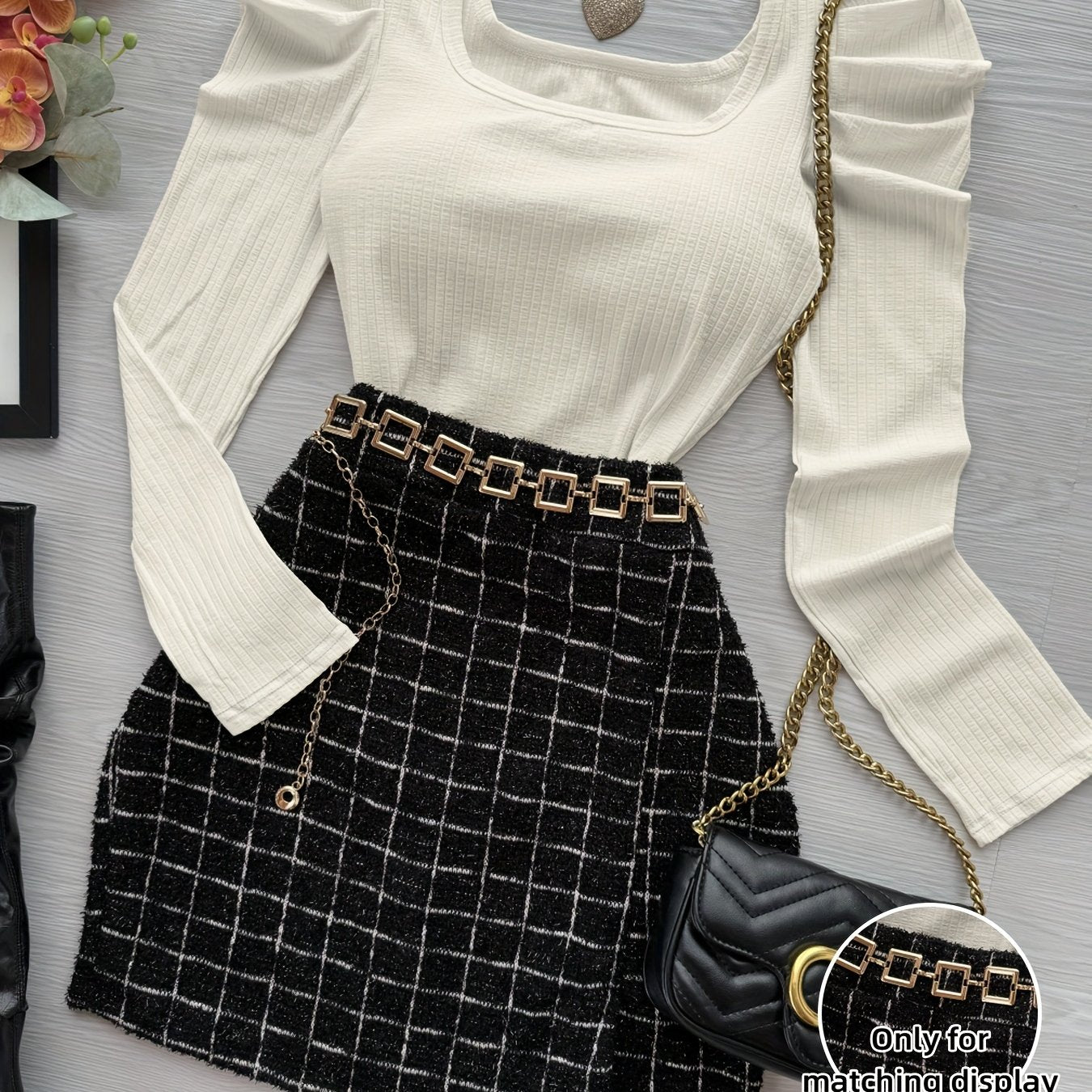 Skirt Suit with Square Neckline