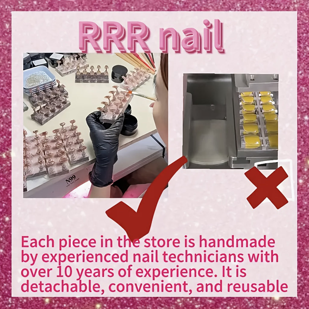 {10pcs} Beige/Brown Handmade Press-On Nails Full Set