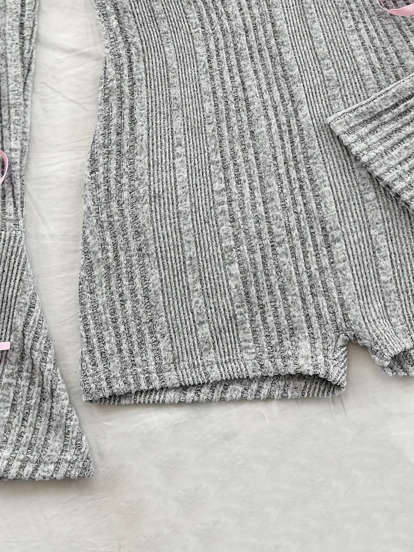 Knitted Ribbed Solid Color Flared Long Sleeve Slim Jumpsuit