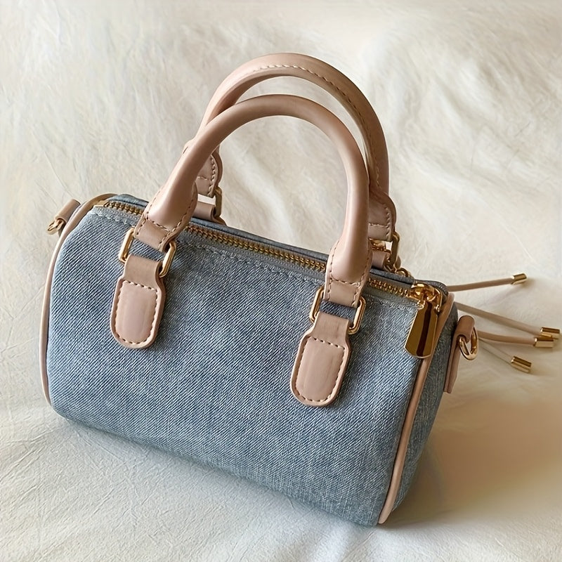 Handbag with Golden-Tone Hardware & Cute Pink Bead-like Charm