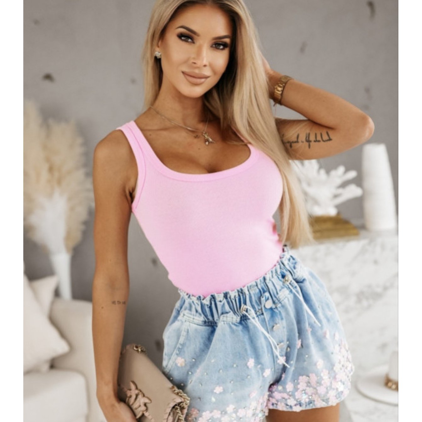 Handmade Studded Denim Shorts