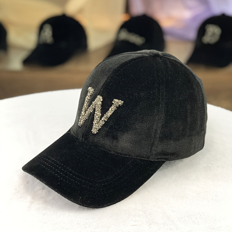 Flannel Letters Rhinestone Baseball Cap