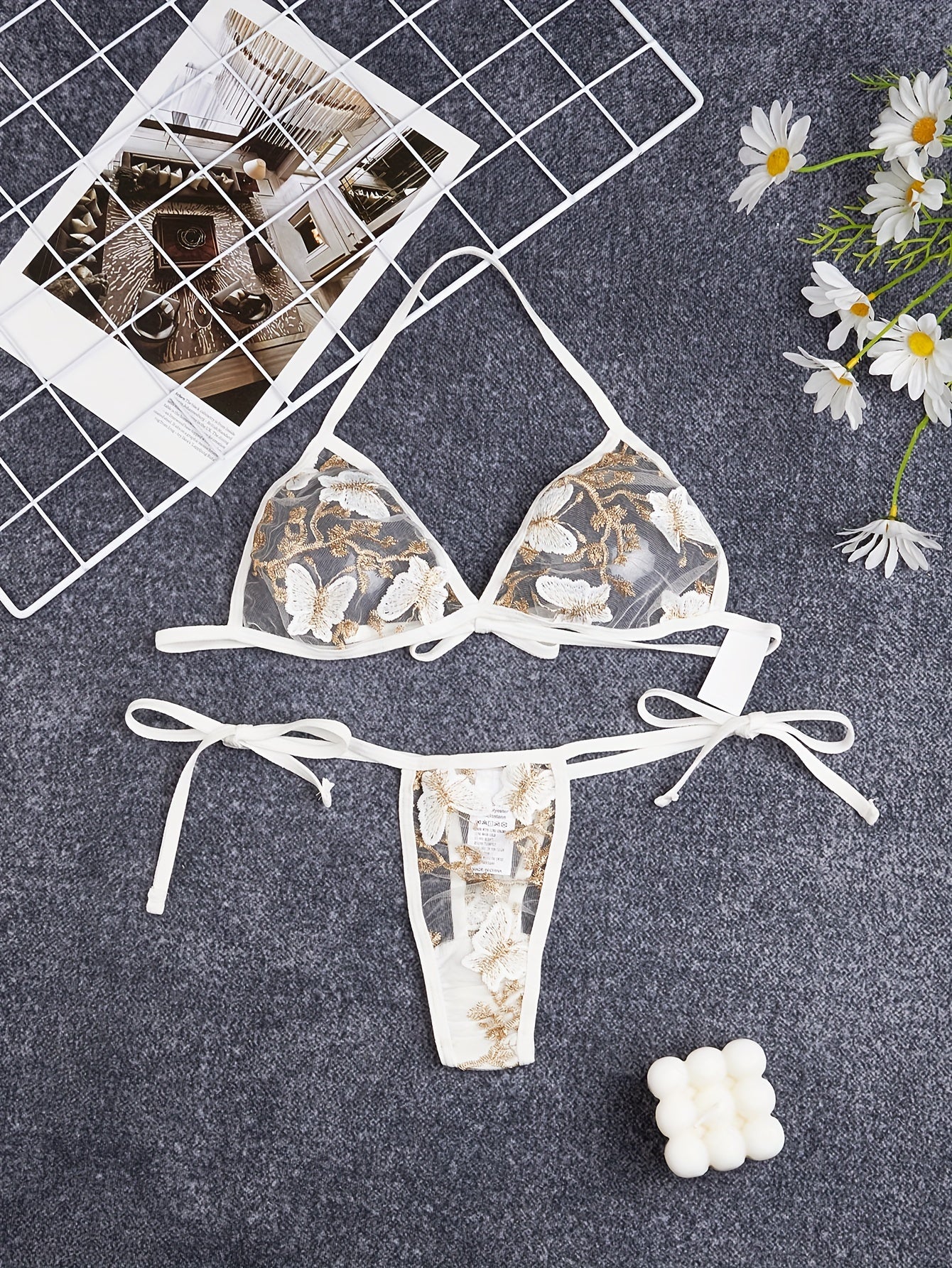Butterfly Embroidery Transparent Lingerie Set