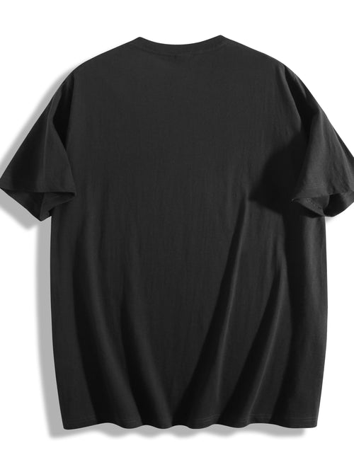 1 Casual Men'S Top, Round Neck Short-Sleeved Letter Print T-Shirt, Suitable for Autumn, Winter And All Seasons, Plus Size