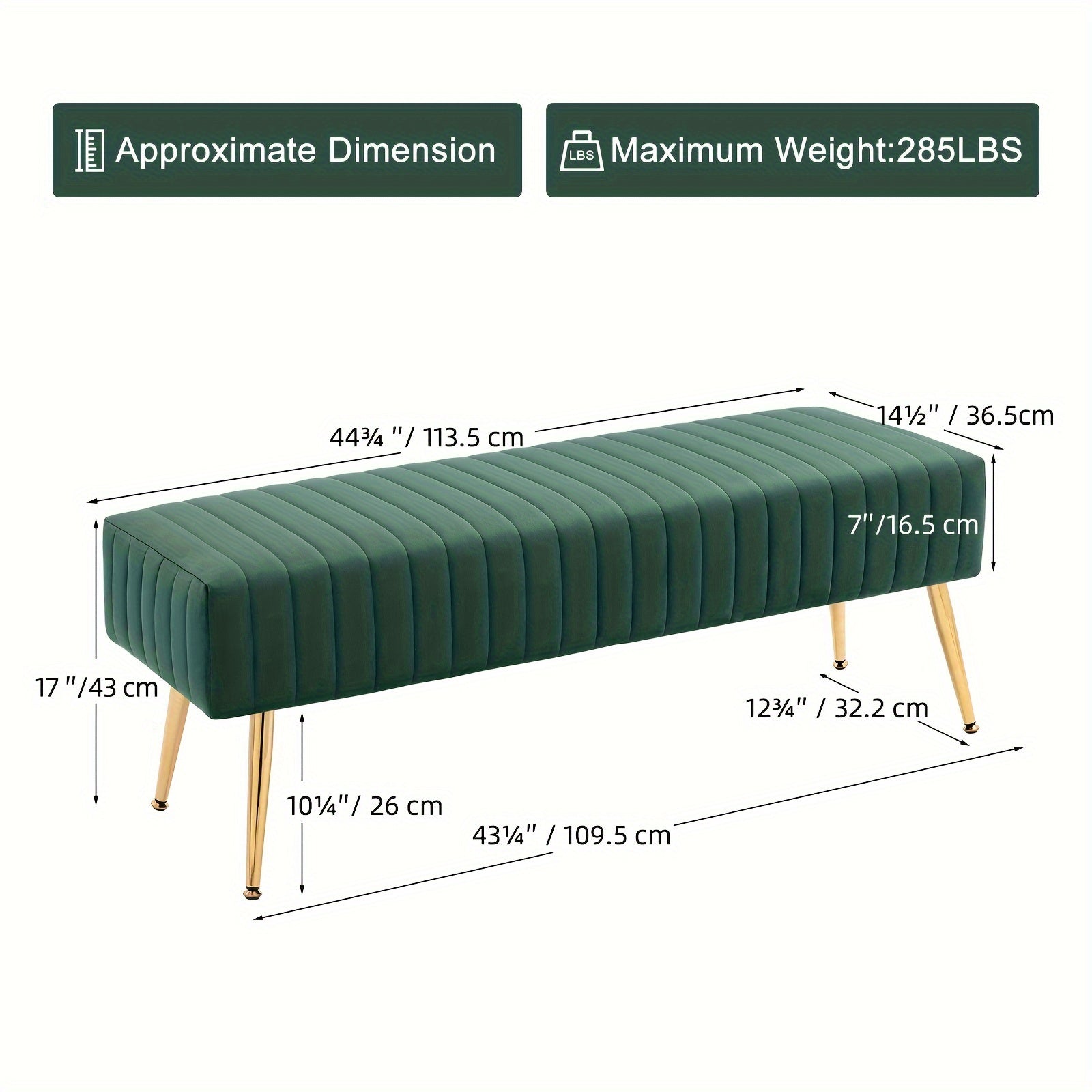 Shoe Changing Bench With Gold-plated Legs And Velvet Material